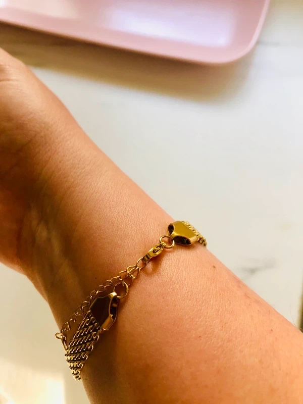 Pulseira de Malha Entrançada em Aço Inoxidável Dourado | Nova – photo 3